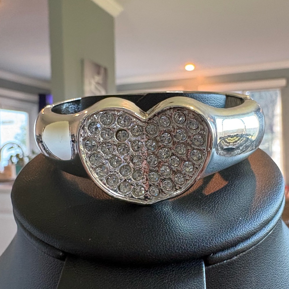 Women's Heart Crystal Bangle Bracelet